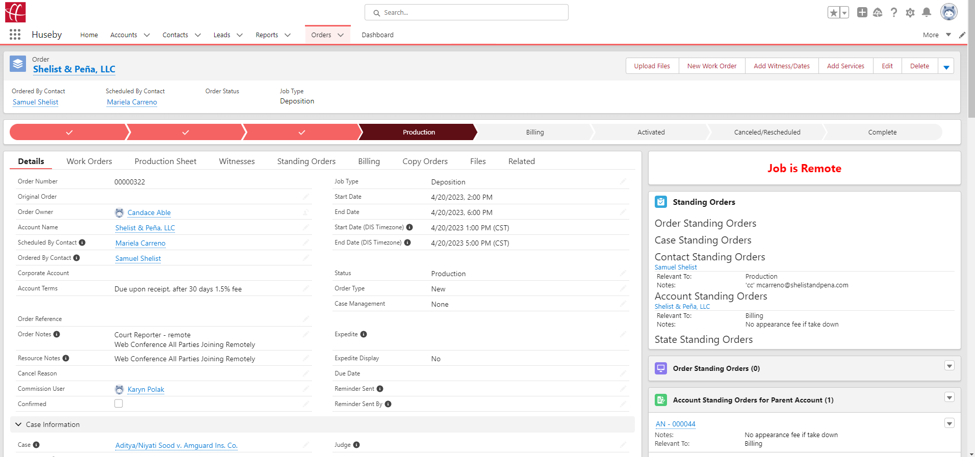 Salesforce Orders Screenshot